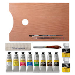Winsor & Newton Galeria Acrylic Paint - Set of 15, Wood Box, Essential Colors set contents