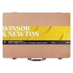 Winsor & Newton Galeria Acrylic Paint - Set of 15, Wood Box, Essential Colors top of box