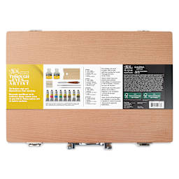 Winsor & Newton Galeria Acrylic Paint - Set of 15, Wood Box, Essential Colors bottom of box