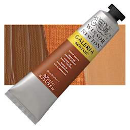 Winsor & Newton Galeria Flow Acrylic - Burnt Sienna, 200 ml tube and swatch
