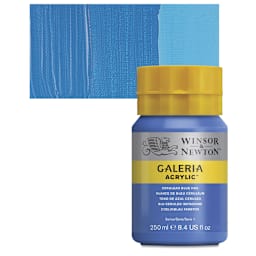 Winsor & Newton Galeria Flow Acrylic - Cerulean Blue Hue, 250 ml tube and swatch