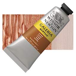 Winsor & Newton Galeria Flow Acrylic - Copper, 60 ml tube and swatch
