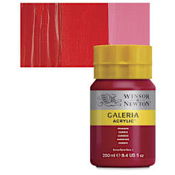 Winsor & Newton Galeria Flow Acrylic - Crimson, 250 ml tube and swatch