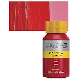 Winsor & Newton Galeria Flow Acrylic - Crimson, 500 ml tube and swatch