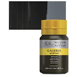 Winsor & Newton Galeria Flow Acrylic - Mars Black, 250 ml tube and swatch