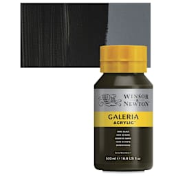 Winsor & Newton Galeria Flow Acrylic - Mars Black, 500 ml tube and swatch