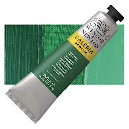 Winsor & Newton Galeria Flow Acrylic - Permanent Green Deep, 200 ml tube and swatch
