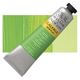 Winsor & Newton Galeria Flow Acrylic - Permanent Green Light, 200 ml tube and swatch