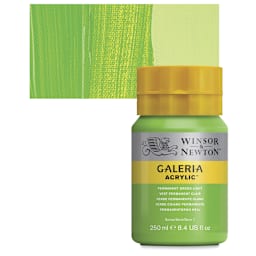 Winsor & Newton Galeria Flow Acrylic - Permanent Green Light, 250 ml tube and swatch