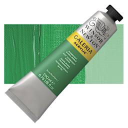 Winsor & Newton Galeria Flow Acrylic - Permanent Green Middle, 200 ml tube and swatch