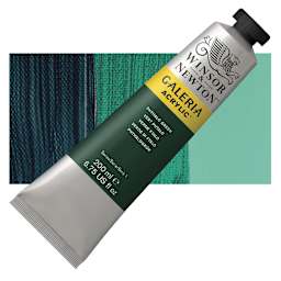 Winsor & Newton Galeria Flow Acrylic - Phthalo Green, 200 ml tube and swatch