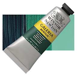 Winsor & Newton Galeria Flow Acrylic - Phthalo Green, 60 ml tube and swatch