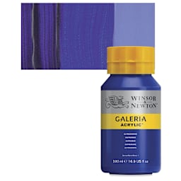 Winsor & Newton Galeria Flow Acrylic - Ultramarine, 500 ml tube and swatch