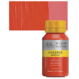 Winsor & Newton Galeria Flow Acrylic - Vermilion Hue, 500 ml tube and swatch
