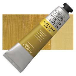 Winsor & Newton Galeria Flow Acrylic - Yellow Ochre, 200 ml tube and swatch