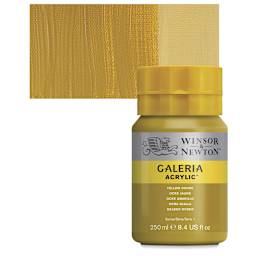Winsor & Newton Galeria Flow Acrylic - Yellow Ochre, 250 ml tube and swatch