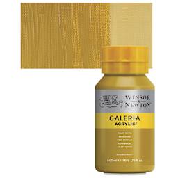Winsor & Newton Galeria Flow Acrylic - Yellow Ochre, 500 ml tube and swatch