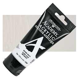 Grumbacher Academy Acrylic - Mixing White, 75 ml tube and swatch