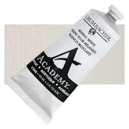 Grumbacher Academy Acrylic - Mixing White, 90 ml tube and swatch