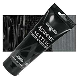Grumbacher Academy Acrylic - Lamp Black, 200 ml tube and swatch