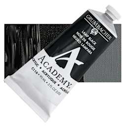 Grumbacher Academy Acrylic - Lamp Black, 90 ml tube and swatch