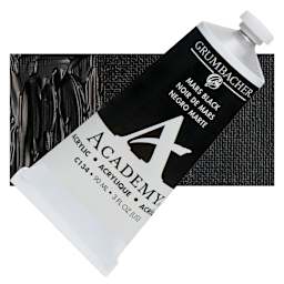 Grumbacher Academy Acrylic - Mars Black, 90 ml tube and swatch