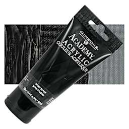 Grumbacher Academy Acrylic - Ivory Black, 75 ml tube and swatch