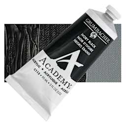 Grumbacher Academy Acrylic - Ivory Black, 90 ml tube and swatch