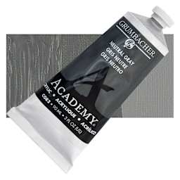Grumbacher Academy Acrylic - Neutral Gray, 90 ml tube and swatch