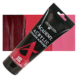 Grumbacher Academy Acrylic - Alizarin Crimson, 200 ml tube and swatch