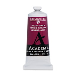 Grumbacher Academy Acrylic - 90 ml Tube of Alizarin Crimson shown upright