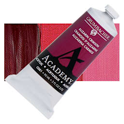 Grumbacher Academy Acrylic - Alizarin Crimson, 90 ml tube and swatch