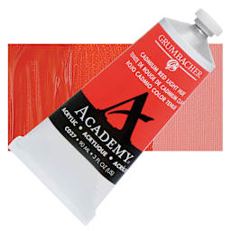 Grumbacher Academy Acrylic - Cadmium Red Light Hue, 90 ml tube and swatch