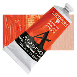 Grumbacher Academy Acrylic - Vermilion, 90 ml tube and swatch