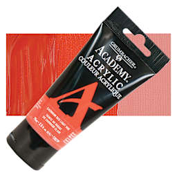 Grumbacher Academy Acrylic - Cadmium Red Hue, 75 ml tube and swatch