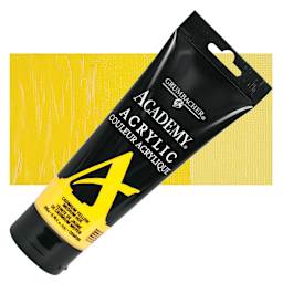 Grumbacher Academy Acrylic - Cadmium Yellow Medium Hue, 200 ml tube and swatch