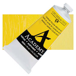 Grumbacher Academy Acrylic - Cadmium Yellow Medium Hue, 90 ml tube and swatch