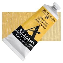 Grumbacher Academy Acrylic - Naples Yellow, 90 ml tube and swatch