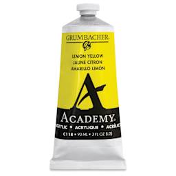 Grumbacher Academy Acrylic - Lemon Yellow, 90 ml tube