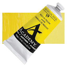 Grumbacher Academy Acrylic - Process Yellow, 90 ml tube and swatch