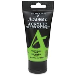 Grumbacher Academy Acrylic - Single 75 ml Thalo Yellow Green Tube shown upright