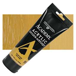 Grumbacher Academy Acrylic - Yellow Ochre, 200 ml tube and swatch