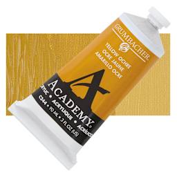 Grumbacher Academy Acrylic - Yellow Ochre, 90 ml tube and swatch