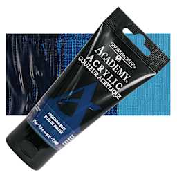 Grumbacher Academy Acrylic - Prussian Blue, 75 ml tube and swatch