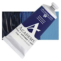 Grumbacher Academy Acrylic - Prussian Blue, 90 ml tube and swatch
