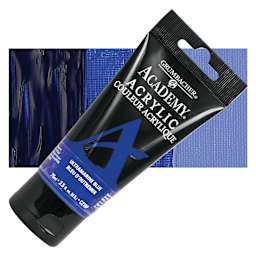 Grumbacher Academy Acrylic - Ultramarine Blue, 75 ml tube and swatch