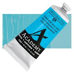 Grumbacher Academy Acrylic - Permanent Blue Light, 90 ml tube and swatch