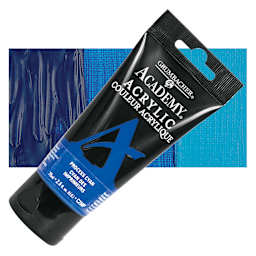 Grumbacher Academy Acrylic - Process Cyan, 75 ml tube and swatch