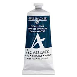 Grumbacher Academy Acrylic - Process Cyan, 90 ml tube
