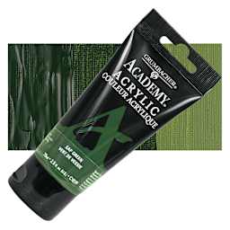 Grumbacher Academy Acrylic -Sap Green, 75 ml tube and swatch
